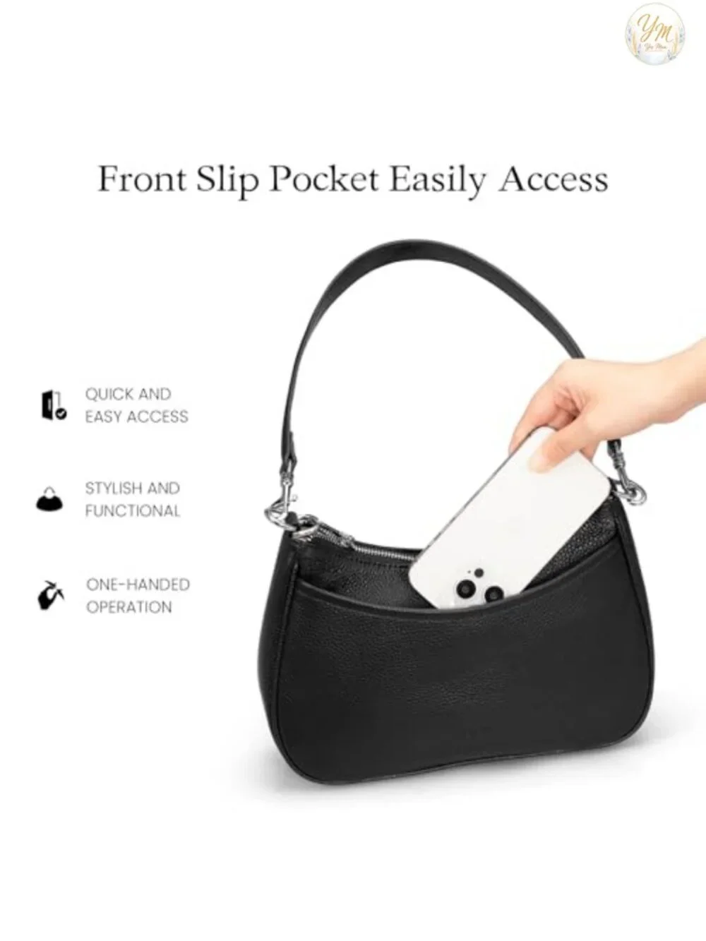 Genuine Leather Anti Theft Hobo Crossbody Purse With 2 Straps
